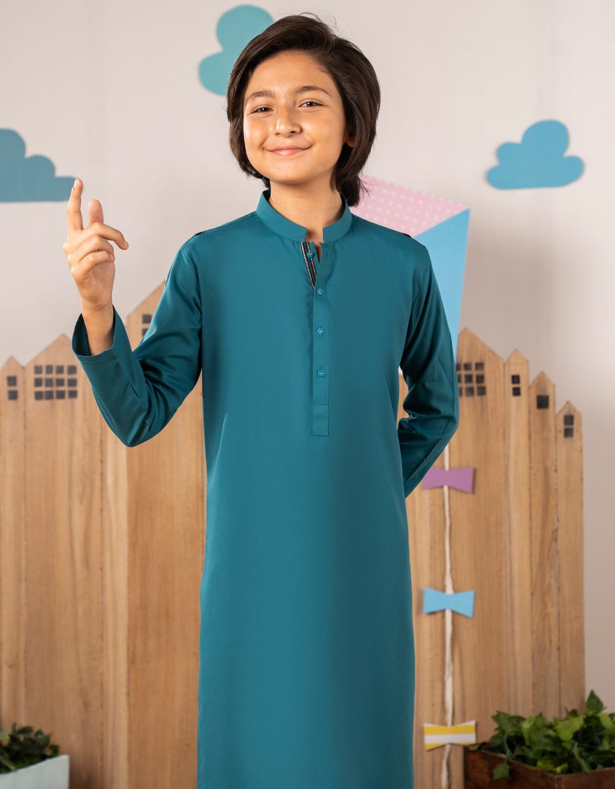 CYAN BLENDED KURTA TROUSER