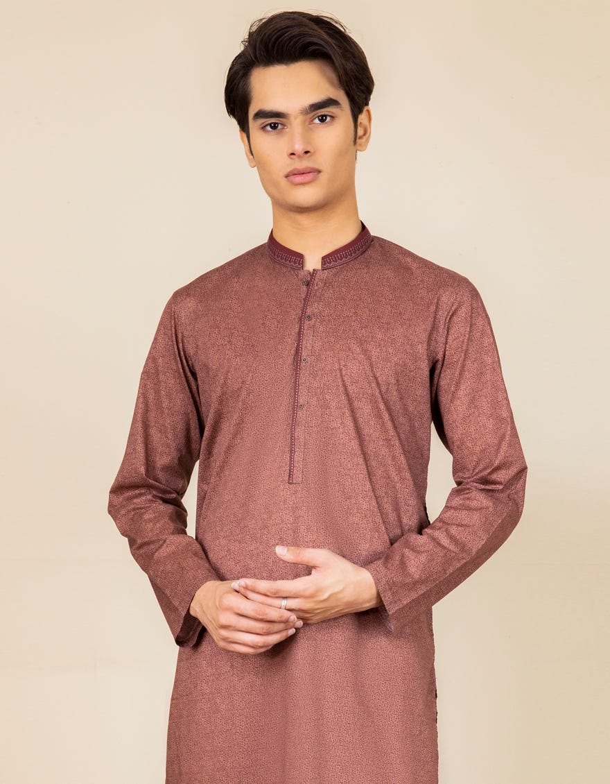 DULL BROWN COTTON KURTA | JTK-S-39315