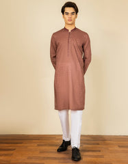 DULL BROWN COTTON KURTA | JTK-S-39315