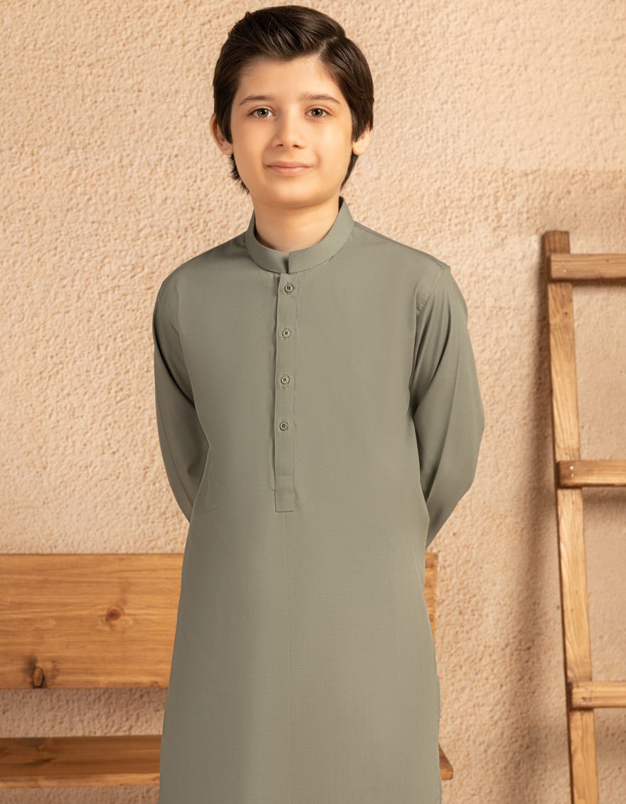 ARMY GREEN BLENDED CASUAL KAMEEZ SHALWAR
