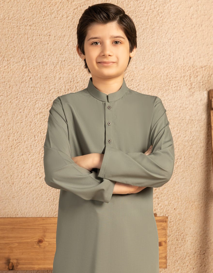 ARMY GREEN BLENDED CASUAL KAMEEZ SHALWAR