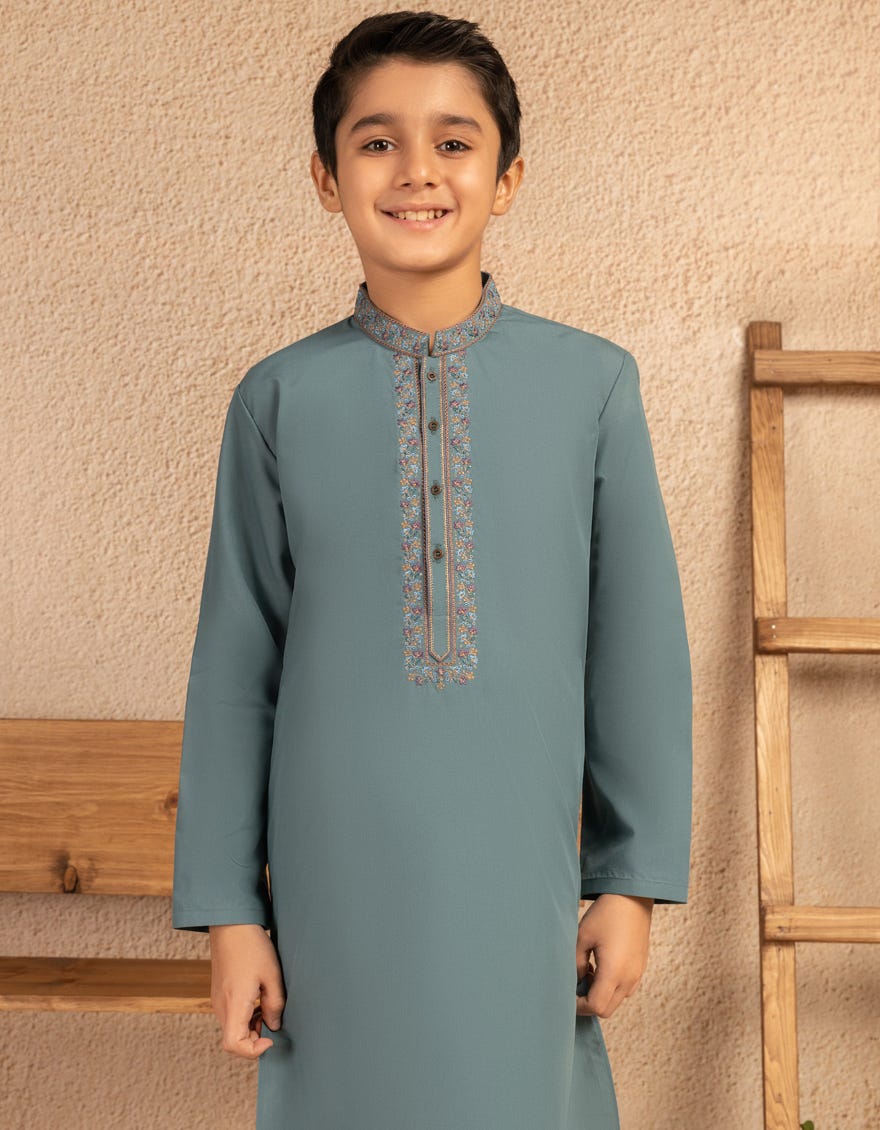 GREEN BLENDED FORMAL KURTA TROUSER