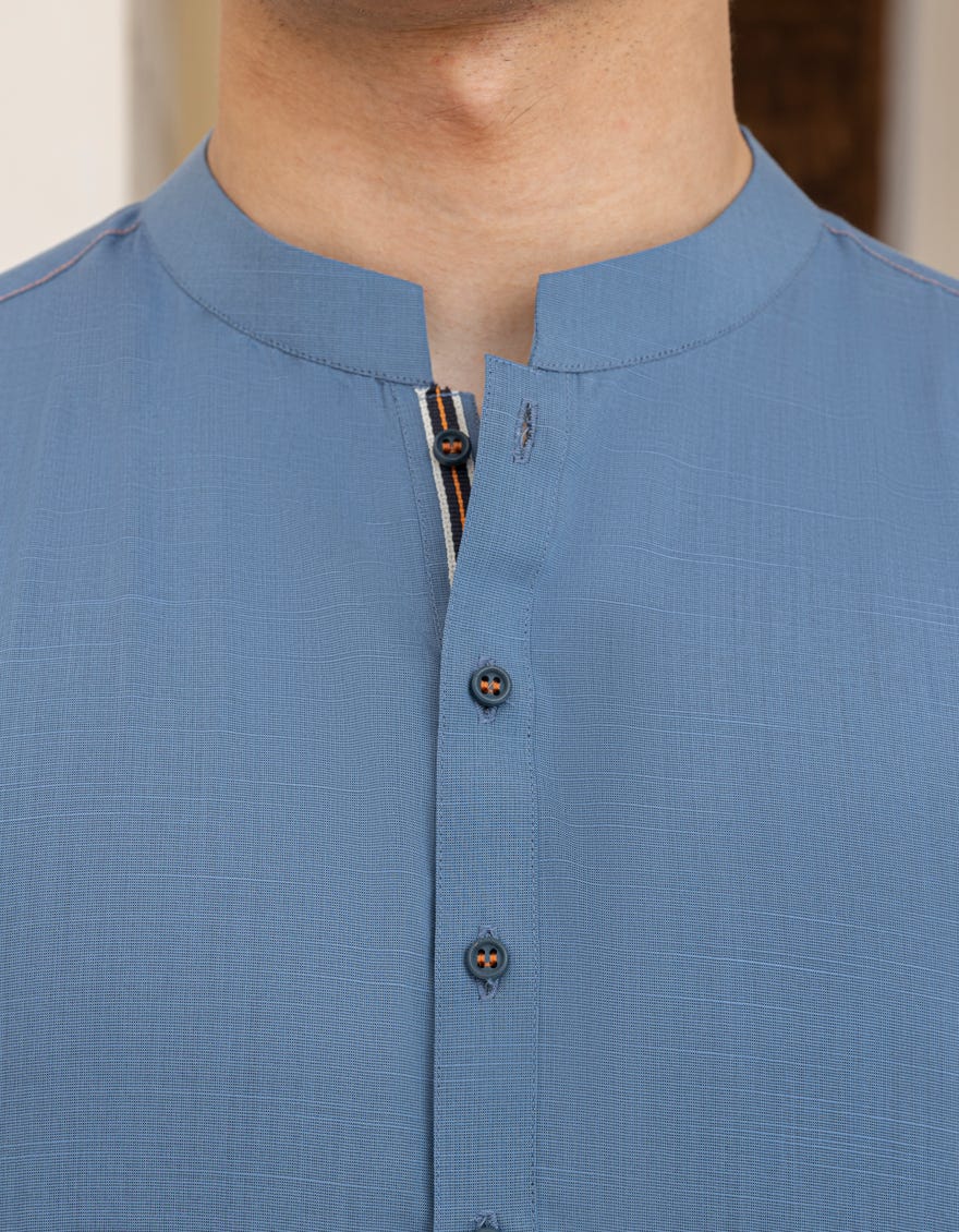 DULL BLUE BLENDED KURTA TROUSER