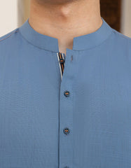 DULL BLUE BLENDED KURTA TROUSER