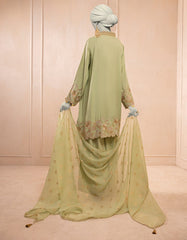 GREEN ORGANZA EMBROIDERED 3PC STITCHED