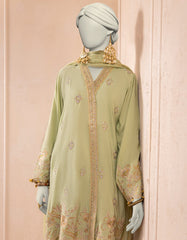GREEN ORGANZA EMBROIDERED 3PC STITCHED