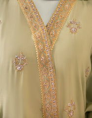 GREEN ORGANZA EMBROIDERED 3PC STITCHED