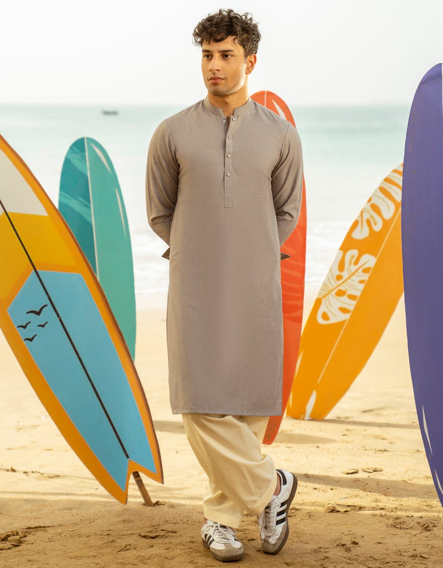 ASH GREY BLENDED KAMEEZ SHALWAR | JTKS-A-39355