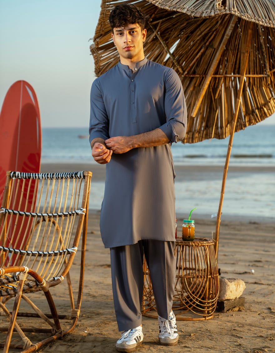 GREY BLENDED KAMEEZ SHALWAR