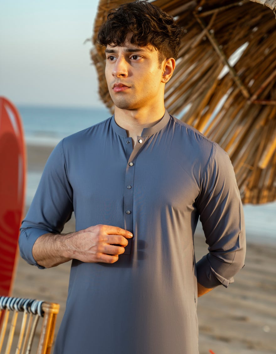 GREY BLENDED KAMEEZ SHALWAR