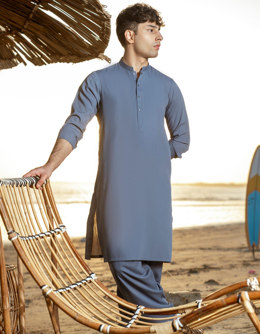 GREY BLENDED KAMEEZ SHALWAR
