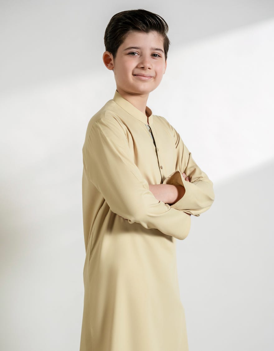 BEIGE BLENDED KURTA TROUSER