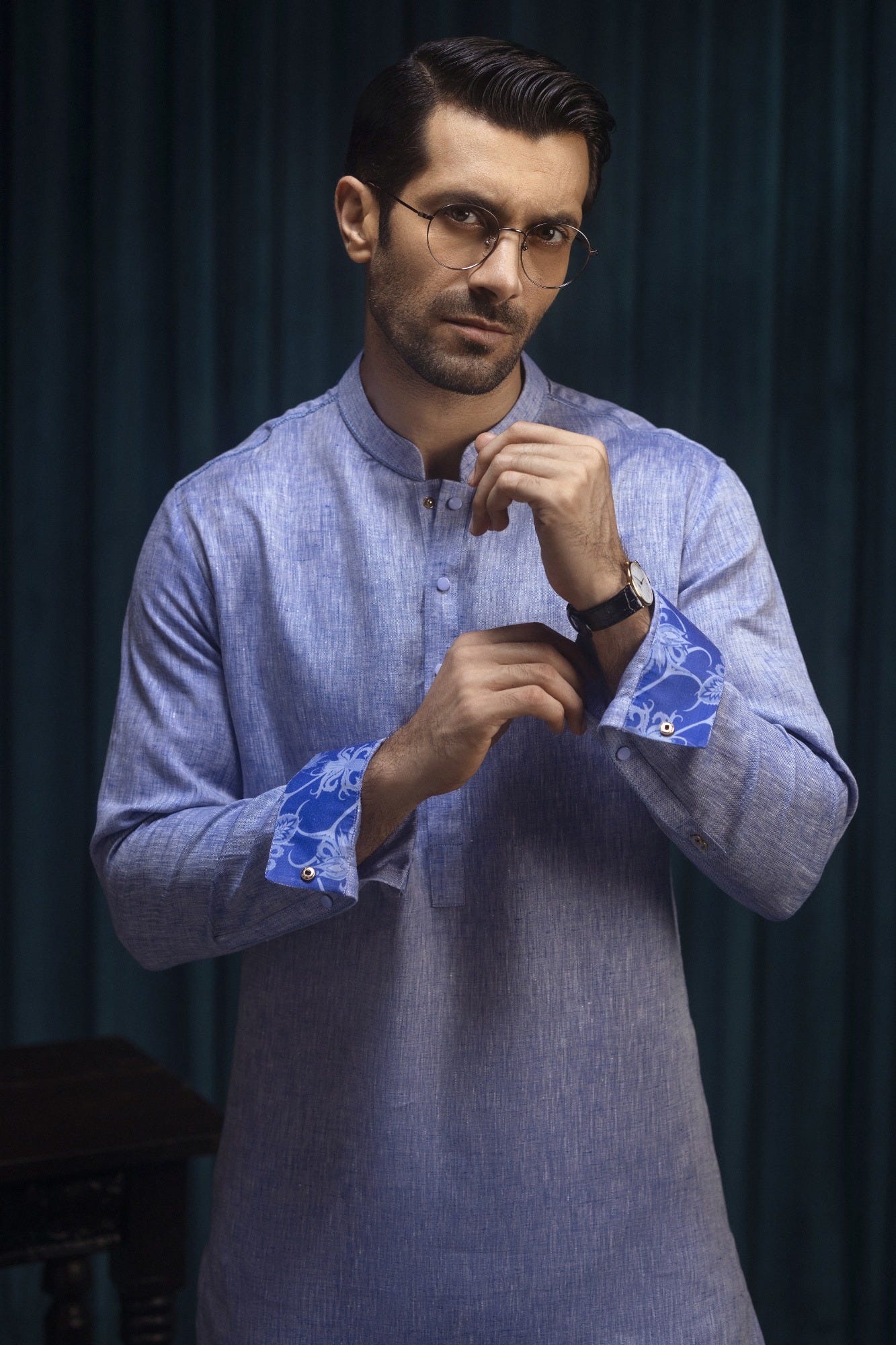 POTSDAM - BLUE LINEN KURTA TROUSER