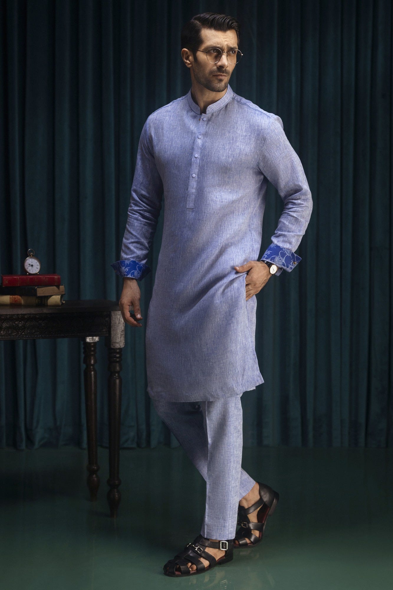 POTSDAM - BLUE LINEN KURTA TROUSER