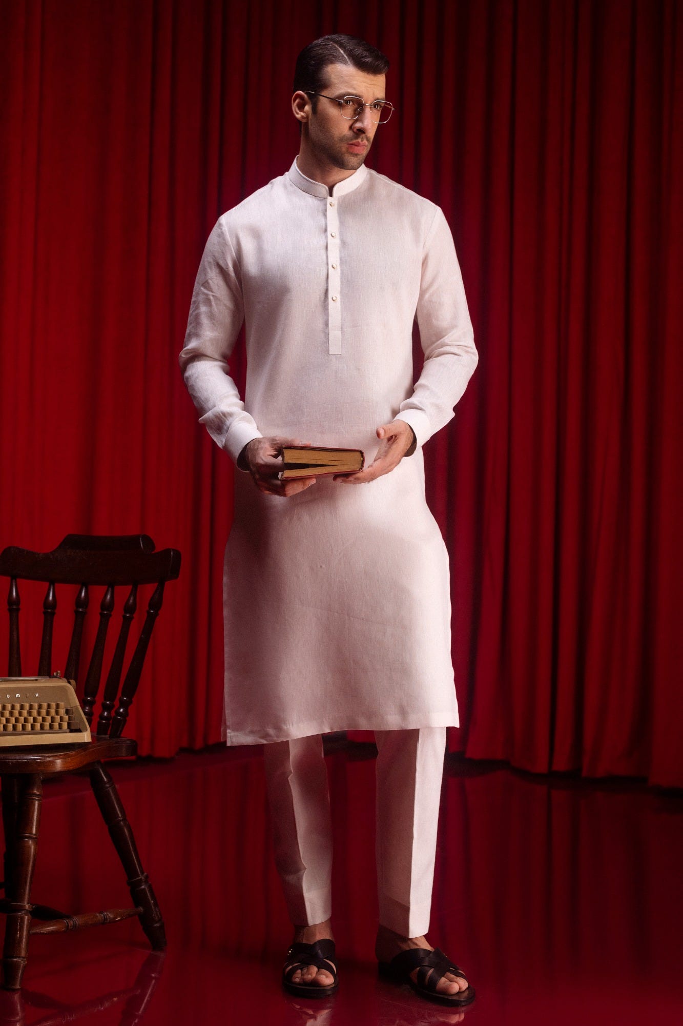 BOLIVIA - BEIGE LINEN KURTA TROUSER