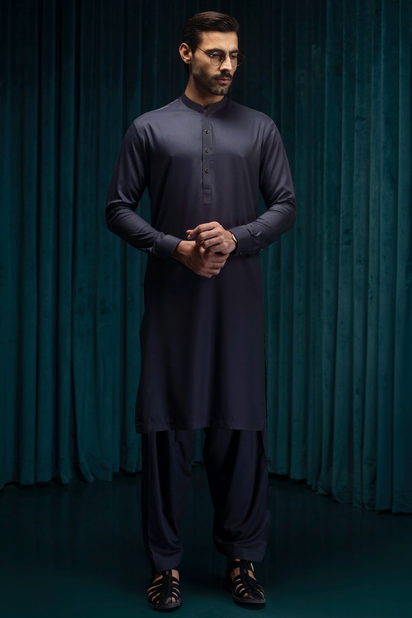 SAN RAFAEL - NAVY BLENDED EXCLUSIVE KAMEEZ SHALWAR