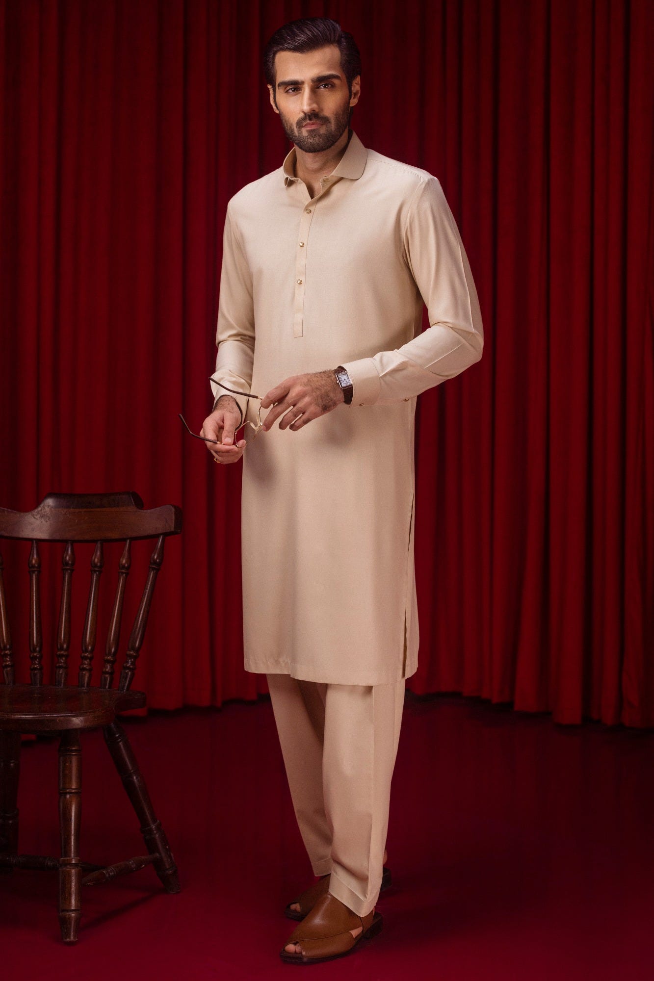 SANTA MARIA - BEIGE BLENDED EXCLUSIVE KAMEEZ SHALWAR
