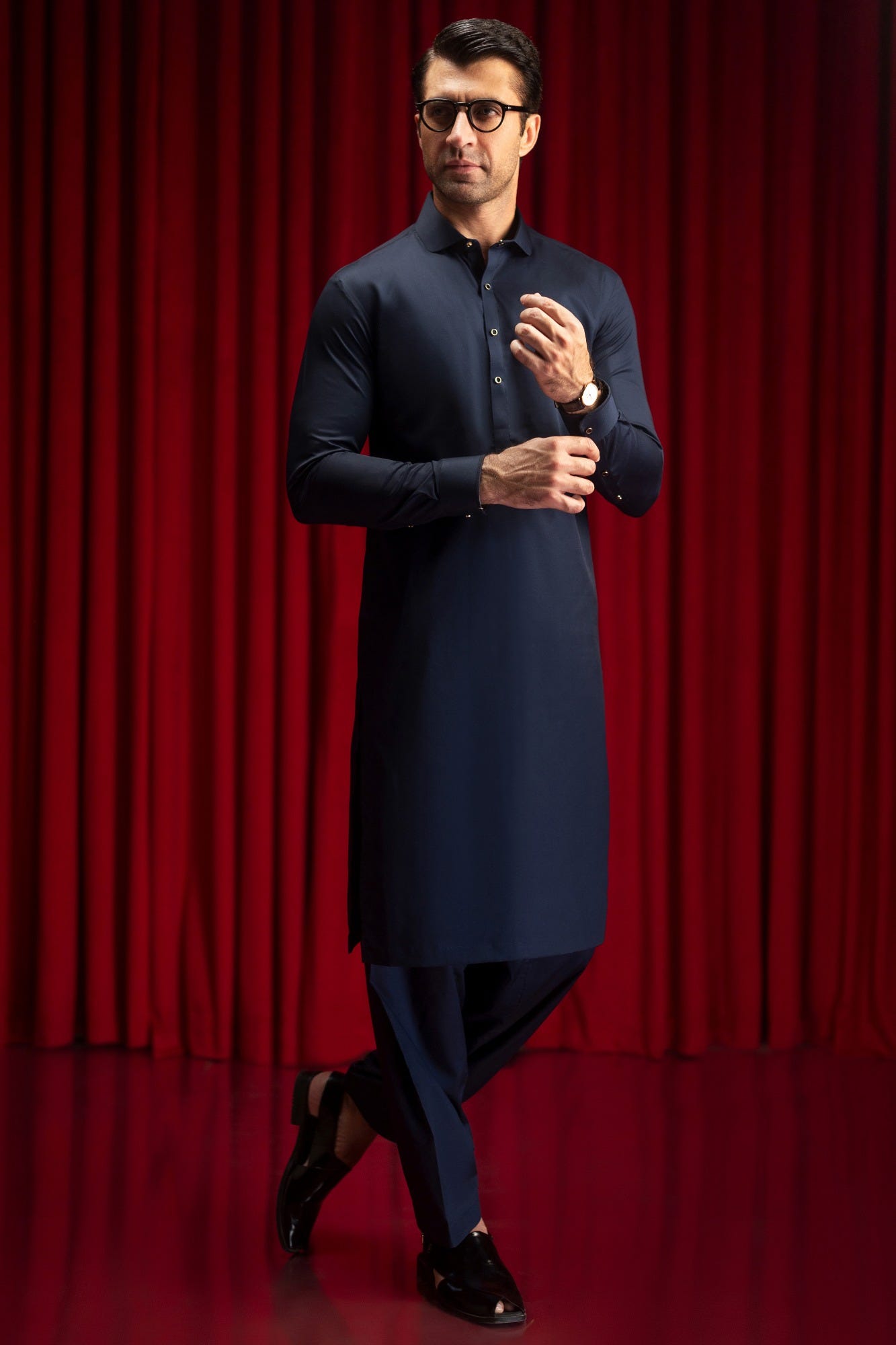 SAN CARLOS - NAVY COTTON EXCLUSIVE KAMEEZ SHALWAR