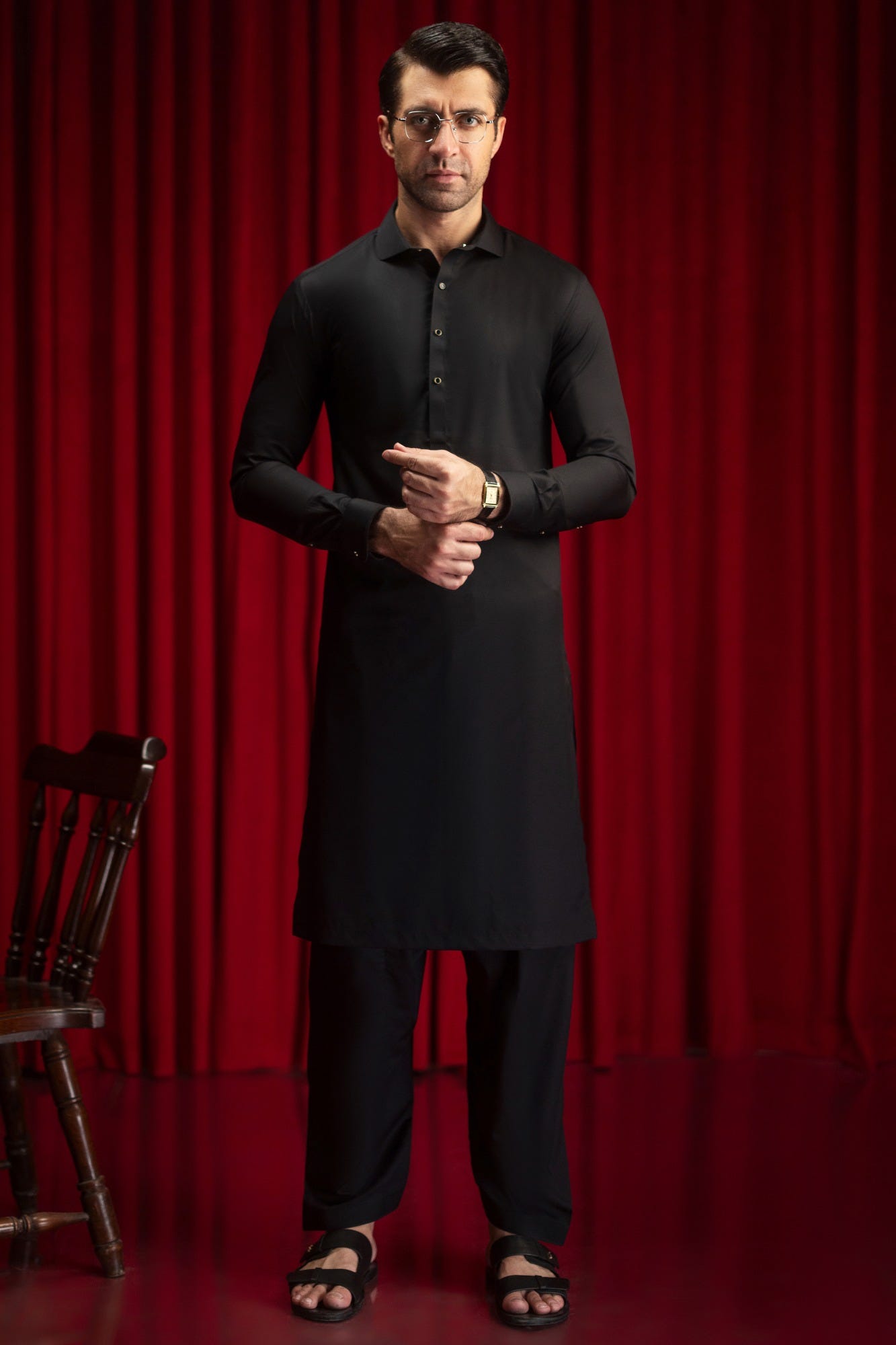 SAN CARLOS - BLACK COTTON EXCLUSIVE KAMEEZ SHALWAR