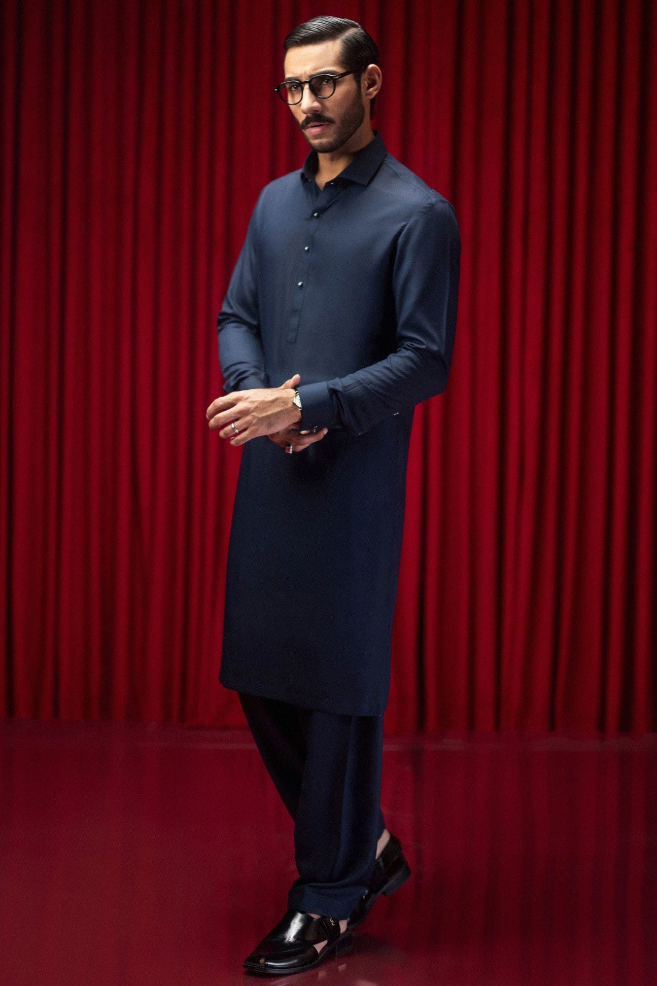 ELPASO - NAVY BLENDED KAMEEZ SHALWAR