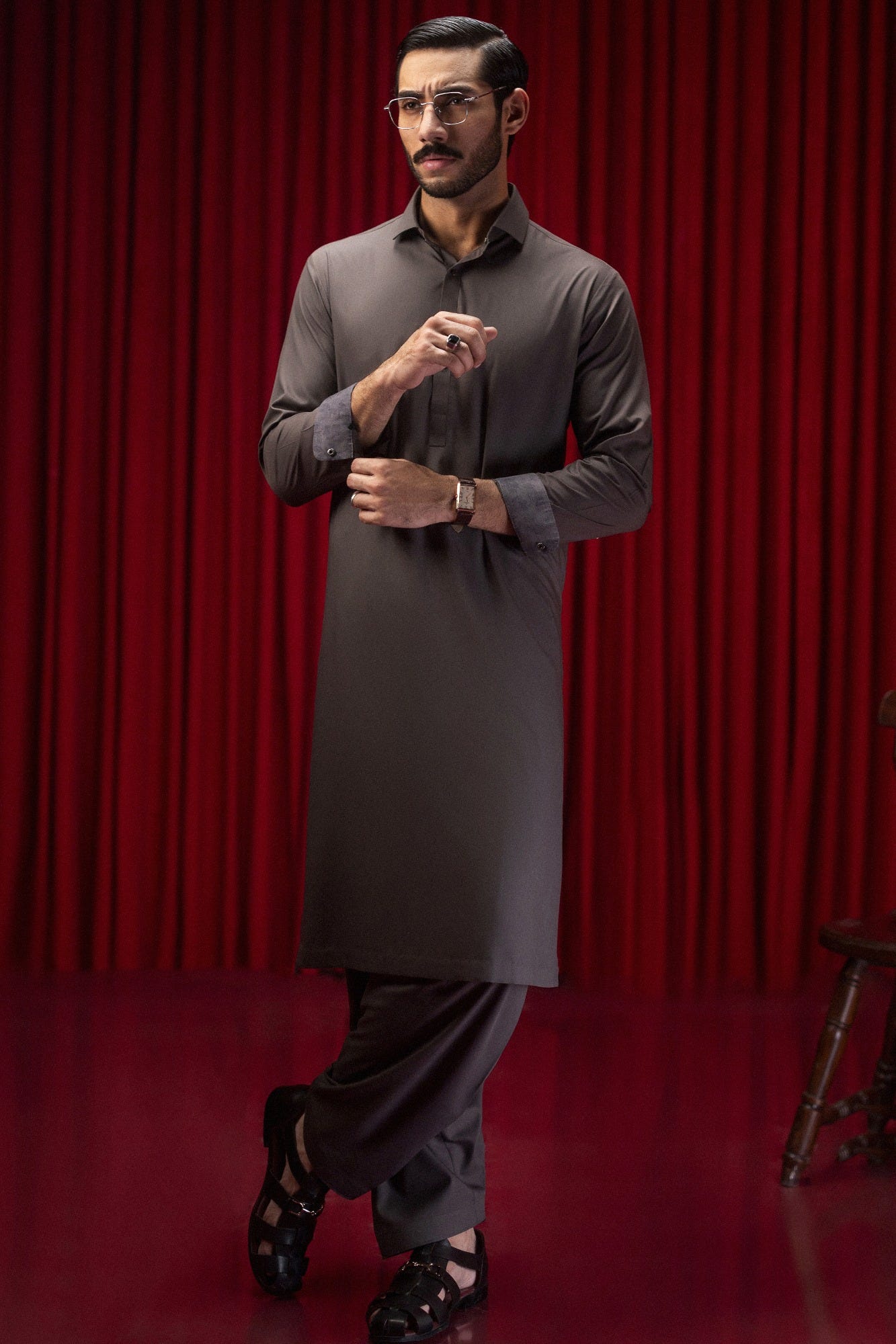 DAMASCUS - CHOCOLATE BLENDED KAMEEZ SHALWAR