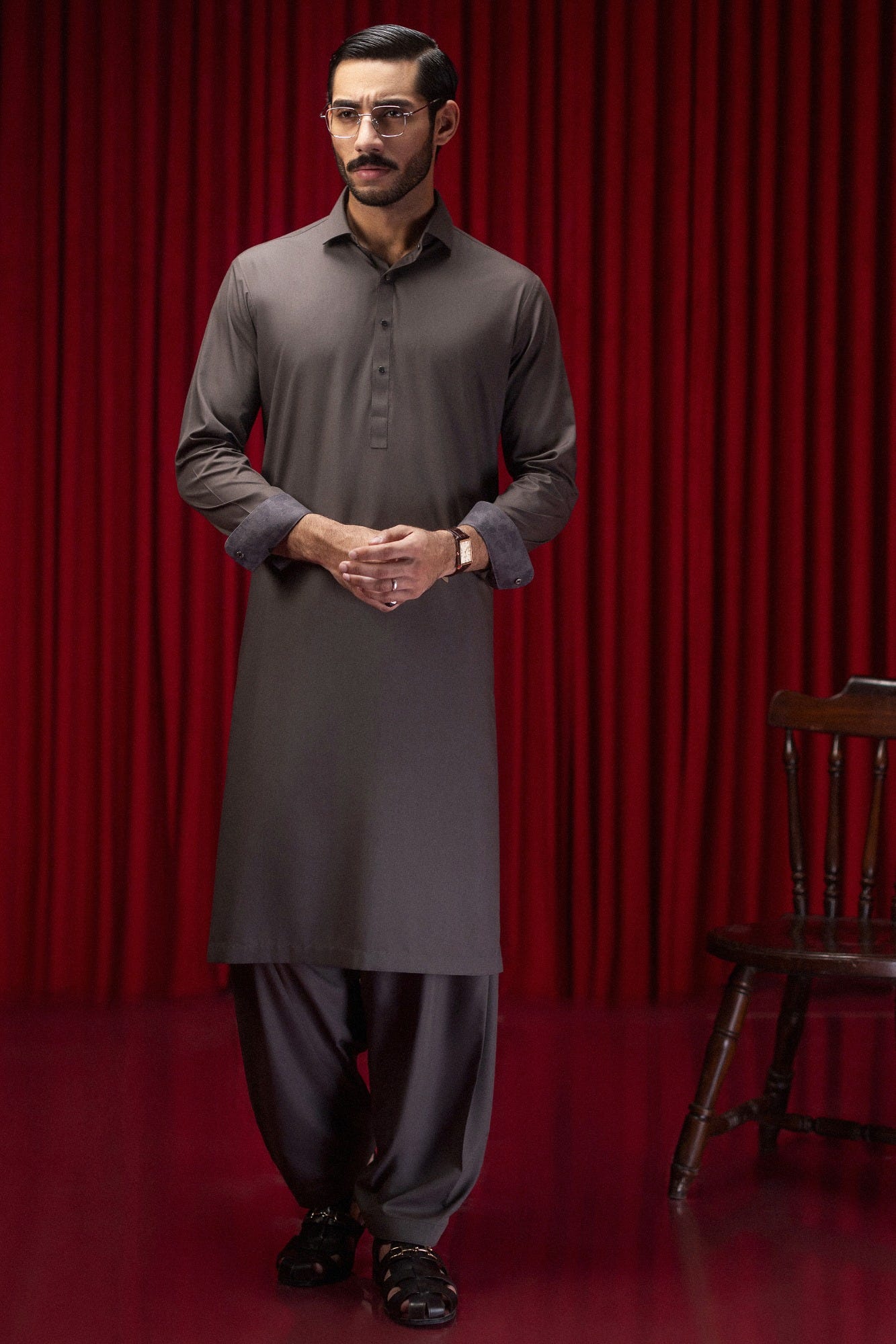DAMASCUS - CHOCOLATE BLENDED KAMEEZ SHALWAR