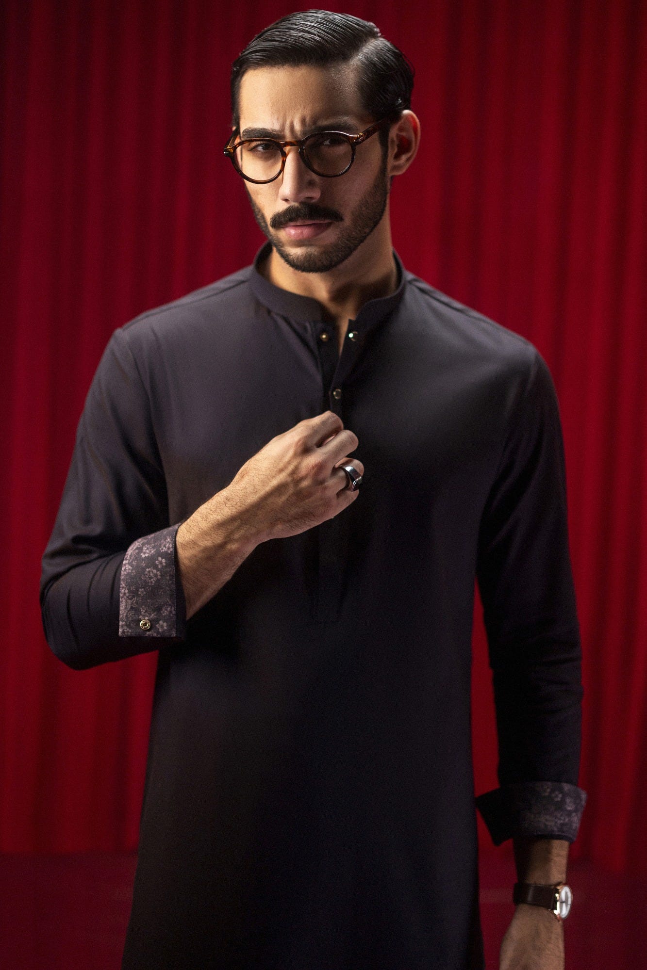 CALVIA - DEEP PLUM COTTON KAMEEZ SHALWAR
