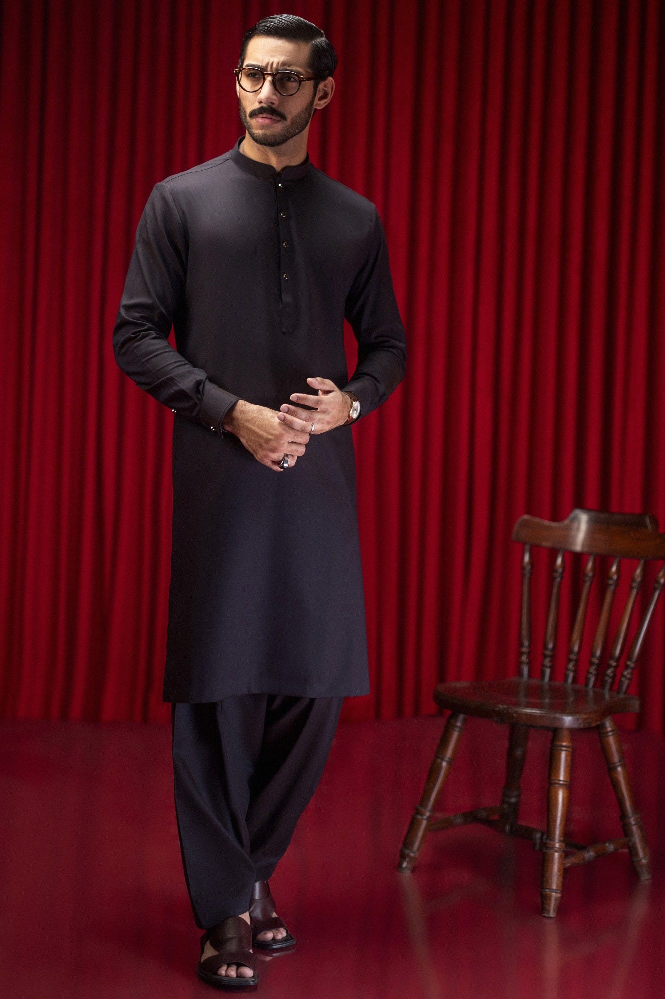 CALVIA - DEEP PLUM COTTON KAMEEZ SHALWAR