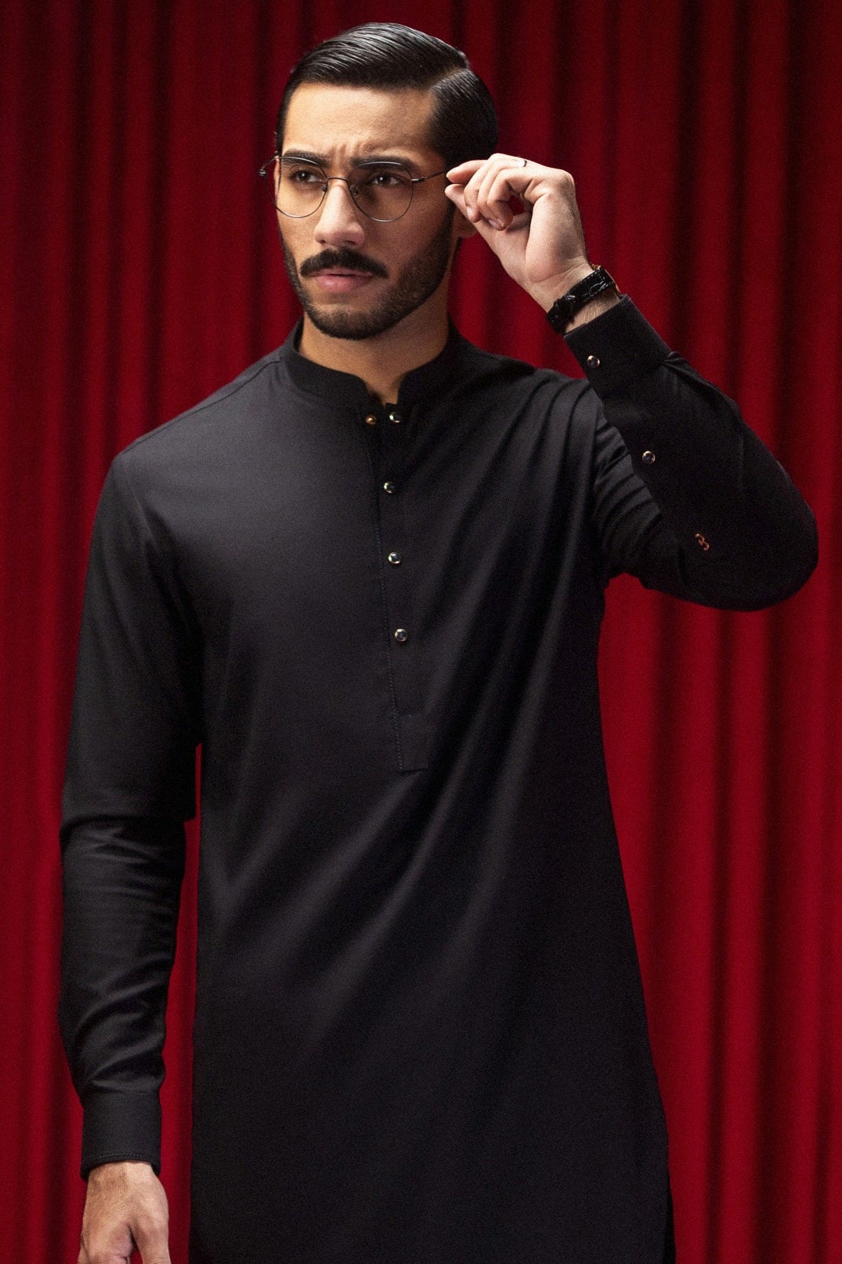 CALVIA - BLACK COTTON KAMEEZ SHALWAR