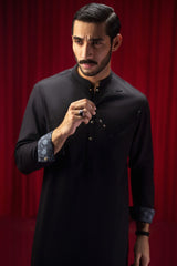 CALVIA - BLACK COTTON KAMEEZ SHALWAR
