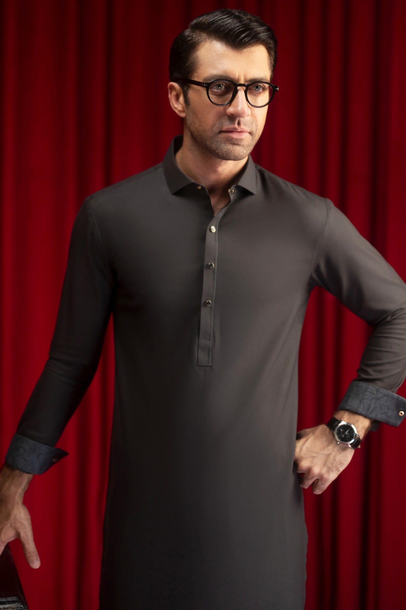 ATLANTA - DARK GREY BLENDED KAMEEZ SHALWAR