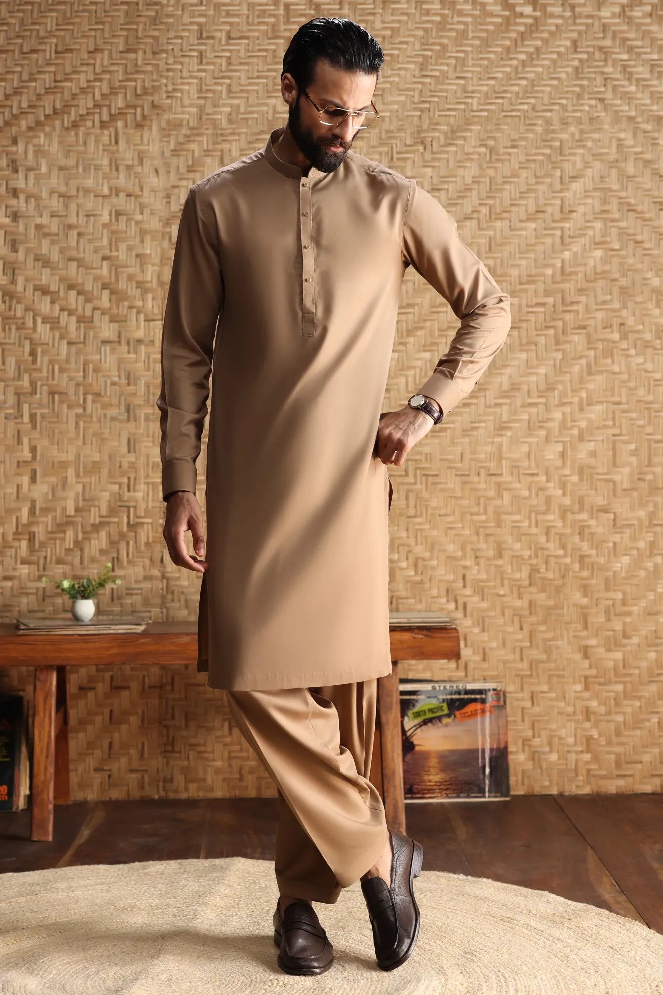 HAARLEM - KHAKI EXCLUSIVE KAMEEZ SHALWAR