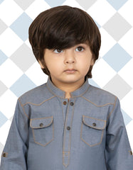 DENIM BLUE COTTON KAMEEZ SHALWAR | JJIKP-A-40165