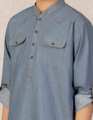 DENIM BLUE COTTON KURTA | JCK-A-40166
