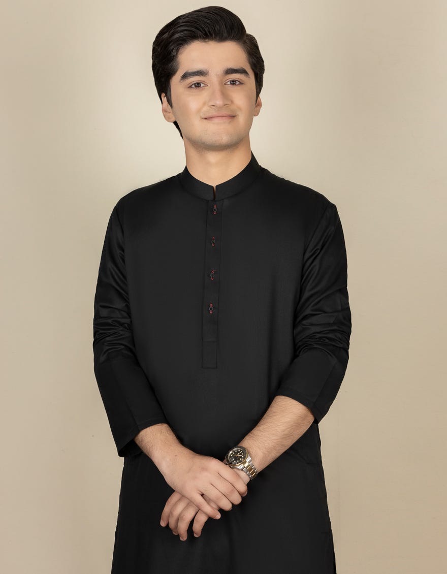 BLACK BLENDED KAMEEZ SHALWAR | JTKS-S-40200-R1-AP