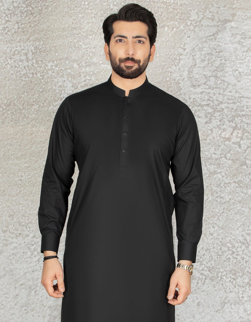 BLACK COTTON KAMEEZ SHALWAR | JJKS-S-40203-R1