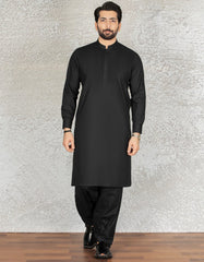 BLACK COTTON KAMEEZ SHALWAR | JJKS-S-40203-R1