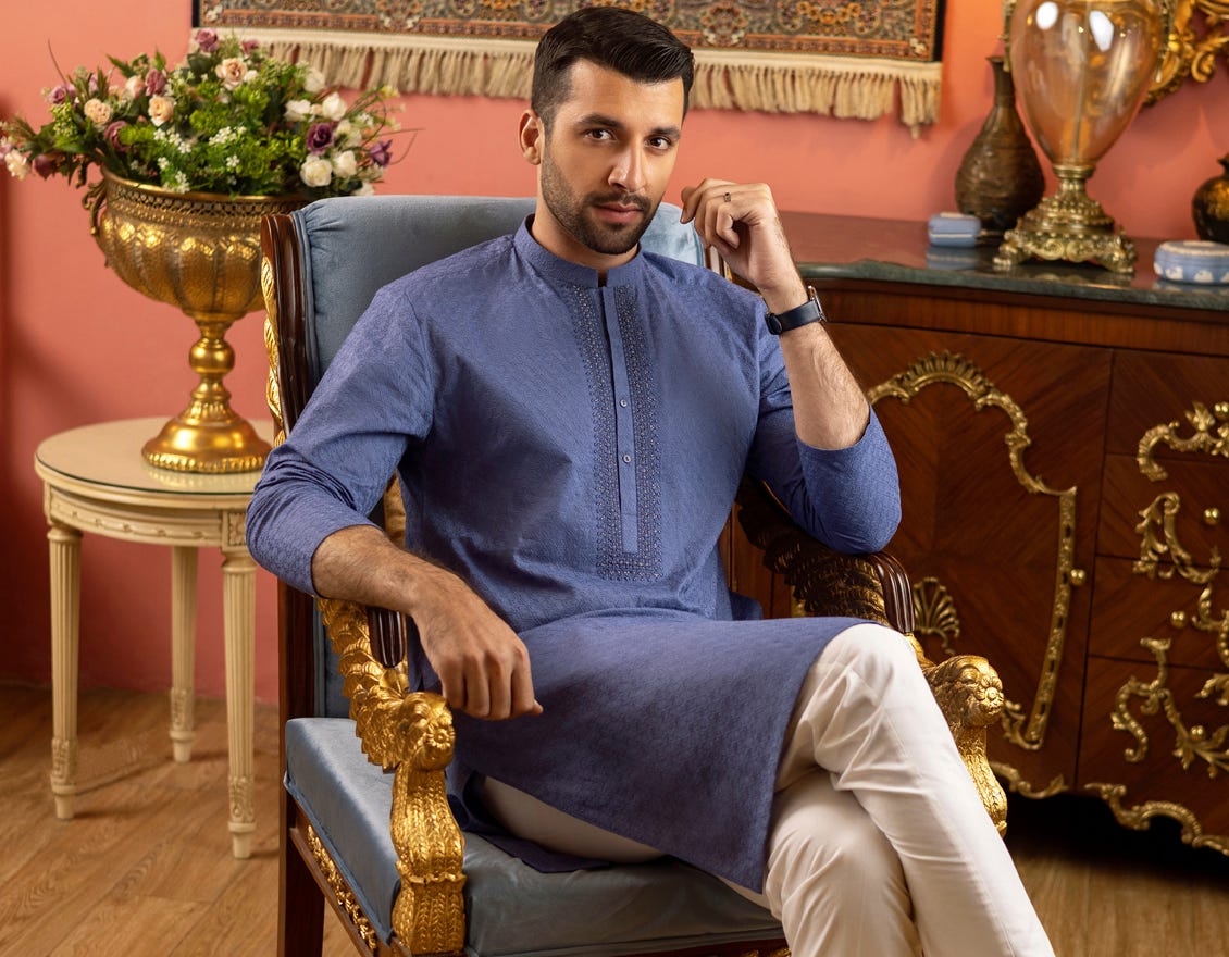 BLUE COTTON KURTA | JJK-S-40207