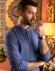 BLUE COTTON KURTA | JJK-S-40207
