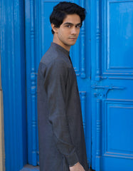 DENIM GREY COTTON KURTA PAJAMA | JJKP-S-40236