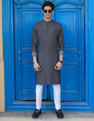 DENIM GREY COTTON KURTA PAJAMA | JJKP-S-40236