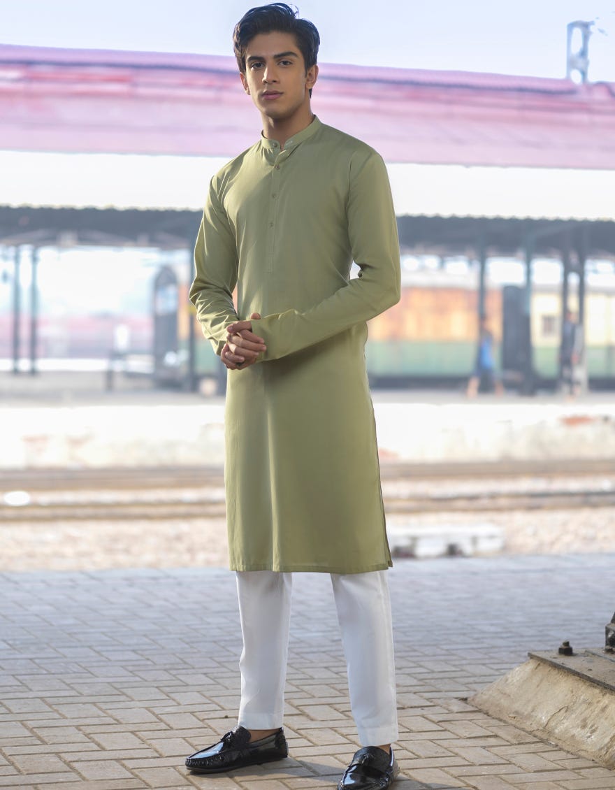 LIGHT GREEN BUNNAT KURTA | JTK-S-40237