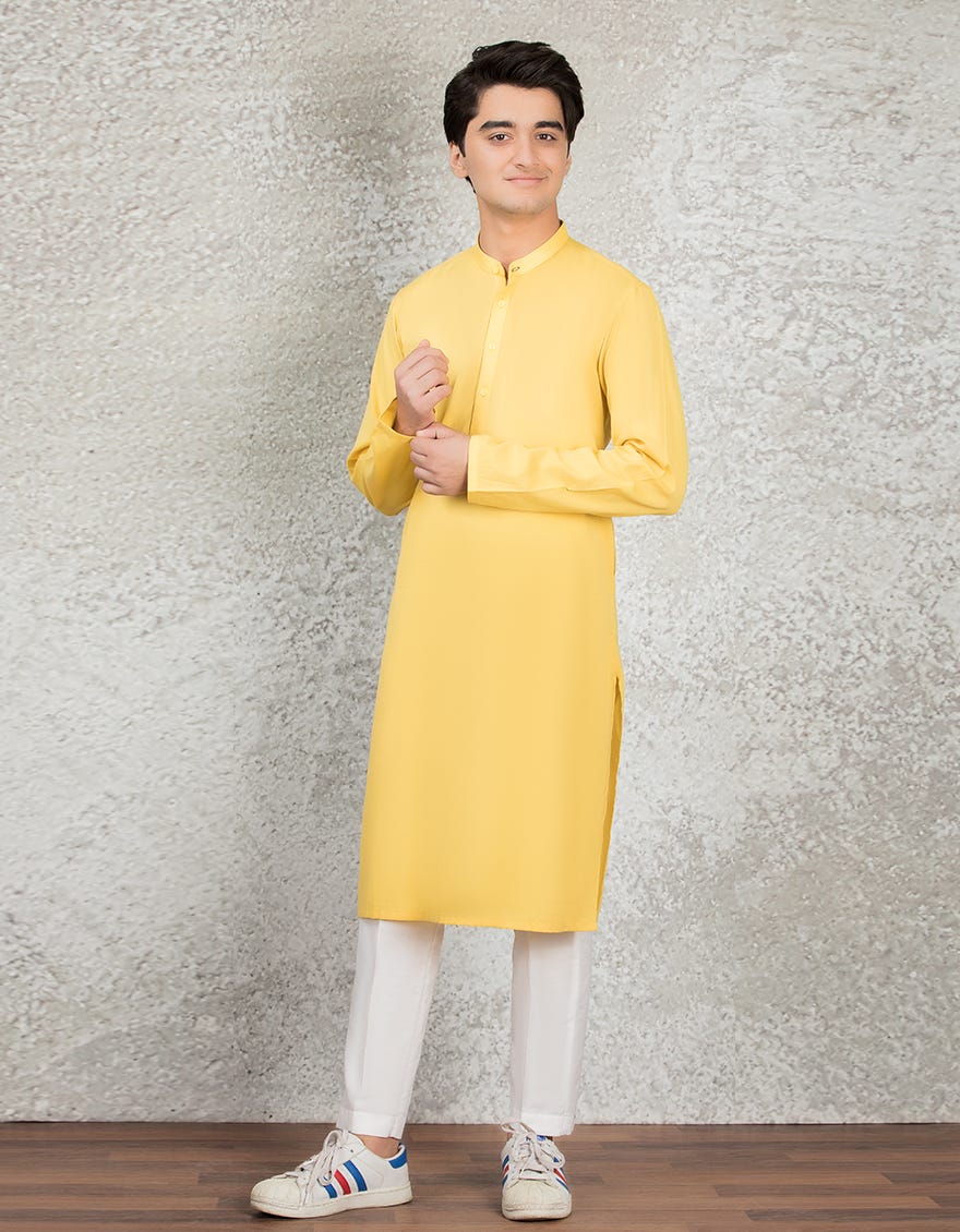 YELLOW COTTON KURTA | JTK-S-40244