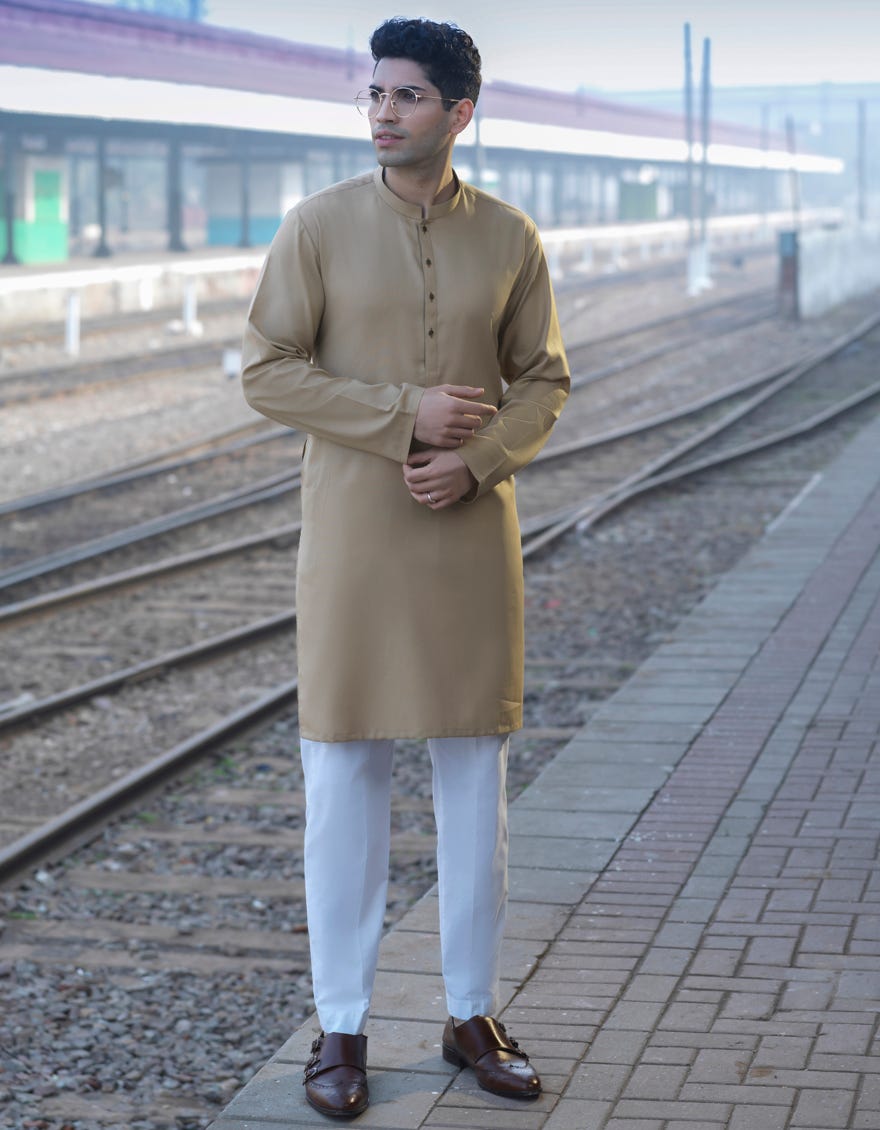 BEIGE COTTON KURTA | JJK-S-40250