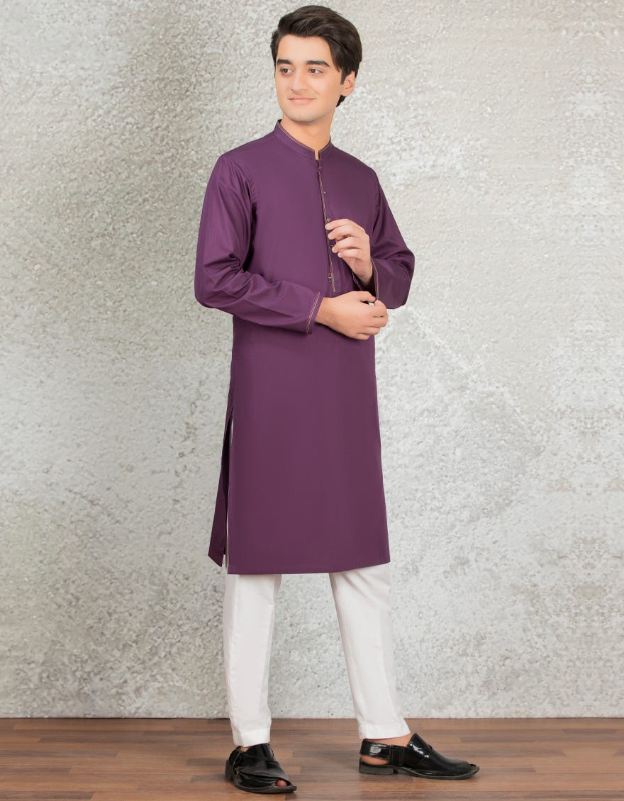 DEEP PURPLE COTTON KURTA | JTK-S-40252