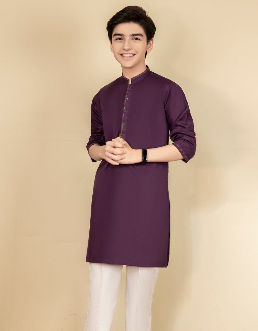 DEEP PURPLE COTTON KURTA | JCK-S-40253