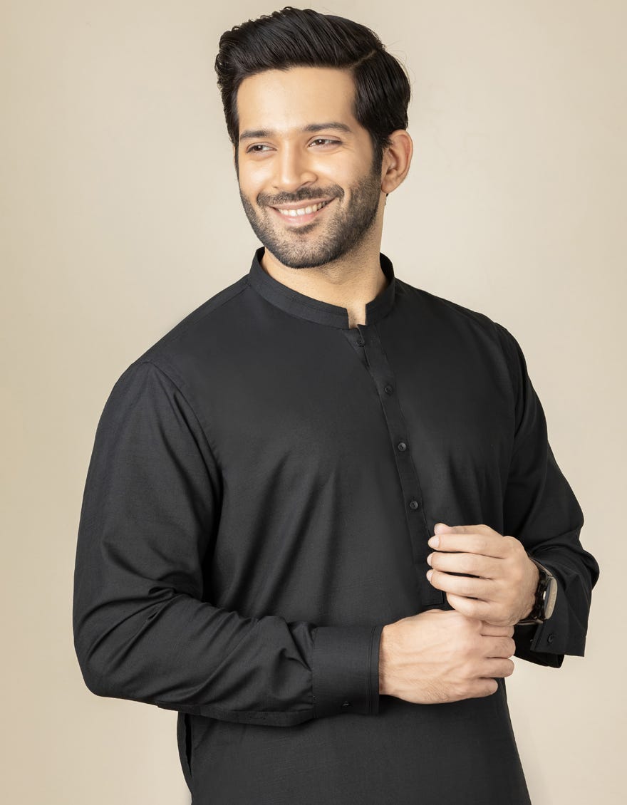 BLACK BLENDED KAMEEZ SHALWAR | JJKS-S-40257