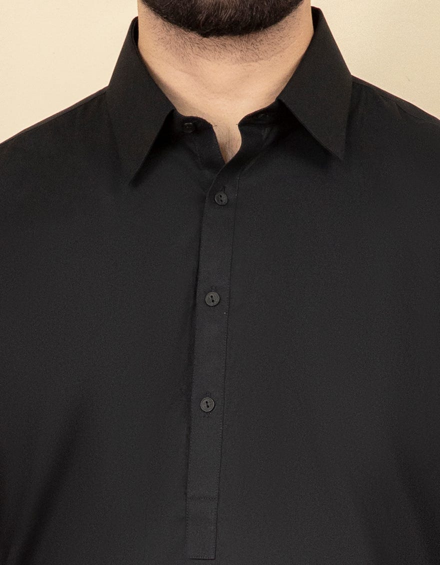 BLACK COTTON KAMEEZ SHALWAR | JJKS-S-40263
