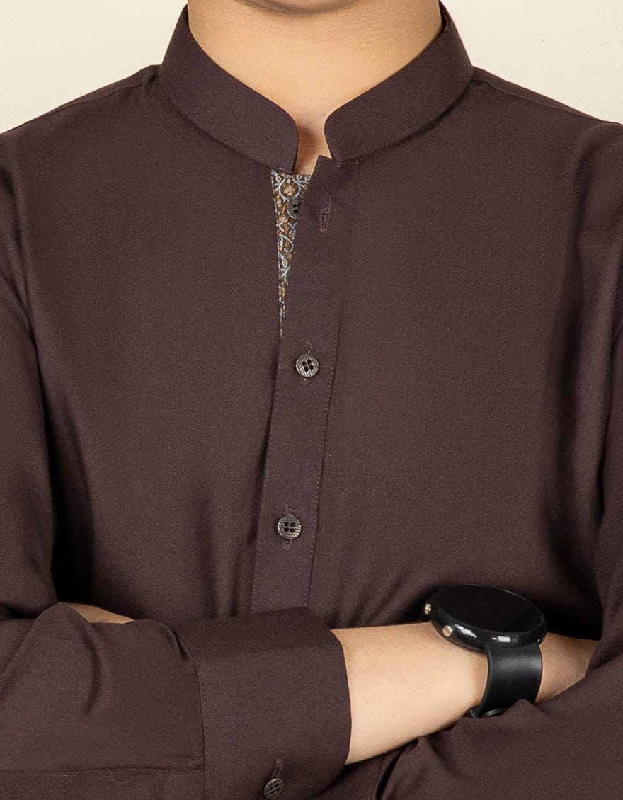 BURGUNDY BLENDED KAMEEZ SHALWAR | JCKS-S-40269