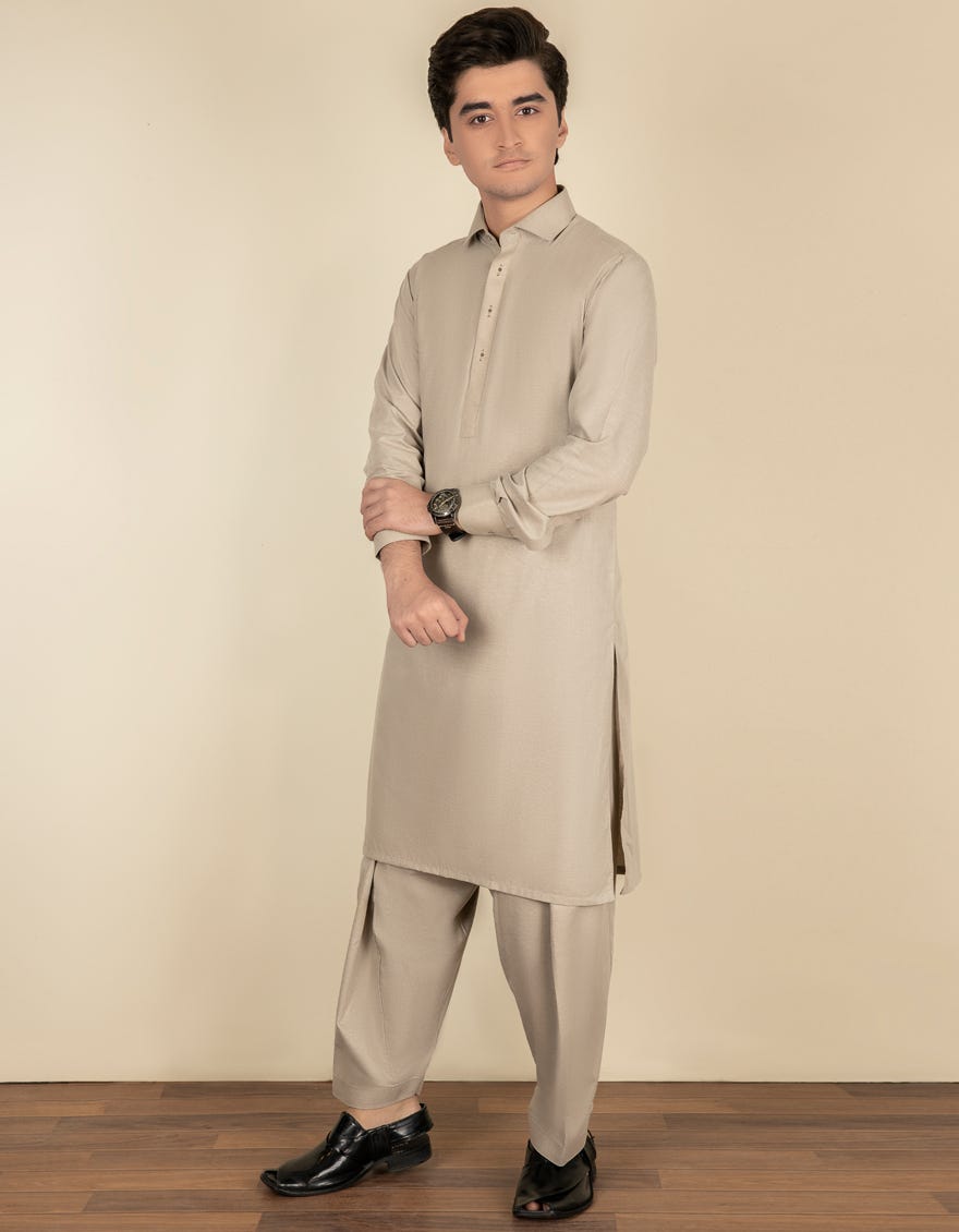 ASH GREY BLENDED KAMEEZ SHALWAR | JTKS-S-40271